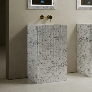 MonBlari XS Series contemporary solid surface pedestal bathroom basin