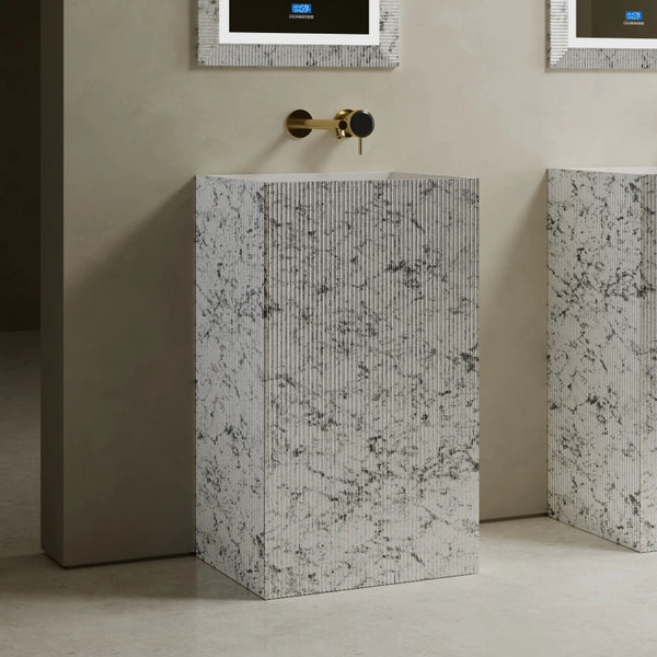 MonBlari XS Series contemporary solid surface pedestal bathroom basin