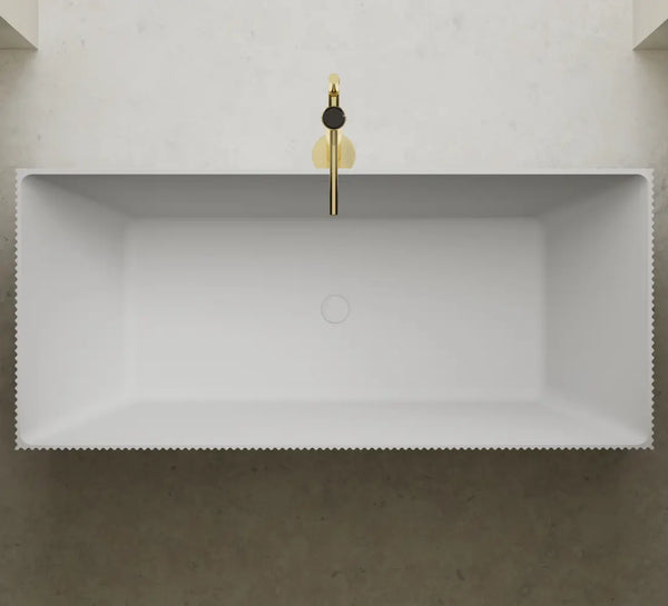 MonBlari XS Series modern fluted solid surface soaking bathtub