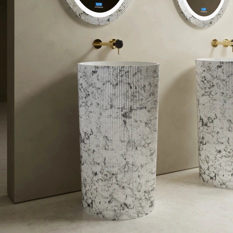 MonBlari XS Series solid surface round pedestal sink bathroom wash basin
