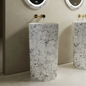 MonBlari XS Series modern round freestanding solid surface bathroom basin