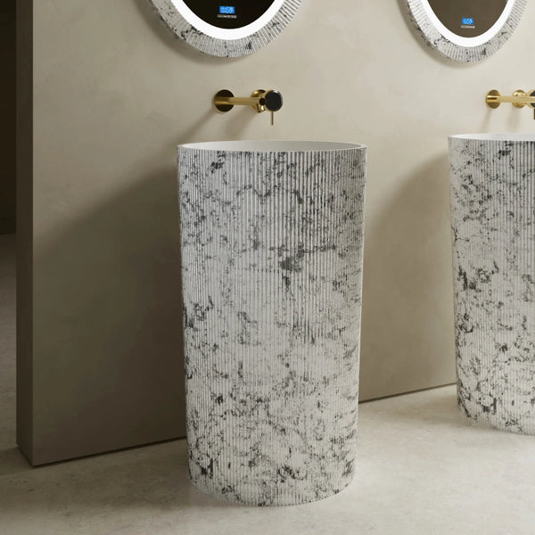 MonBlari XS Series modern round freestanding solid surface bathroom basin