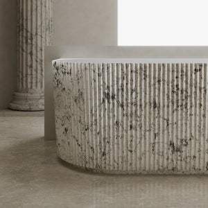 MonBlari XS Series solid surface back-to-wall soaking tub for modern bathroom