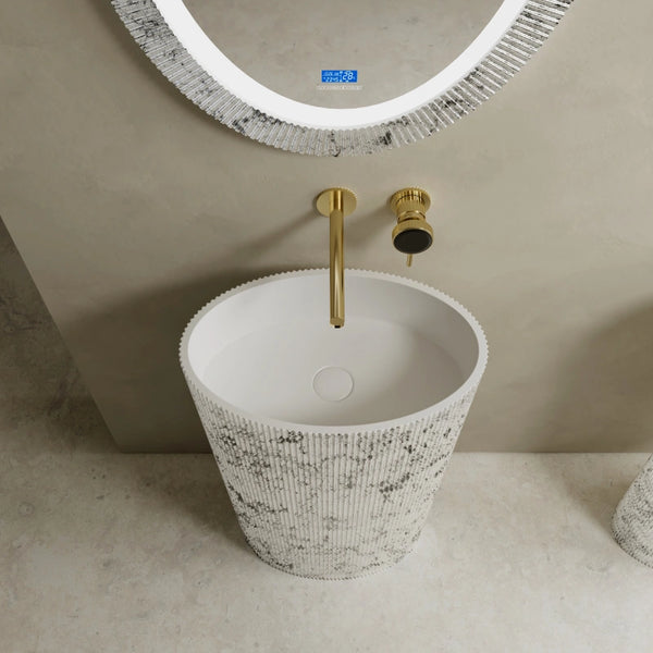 MonBlari XS Series solid surface fluted freestanding wash basin